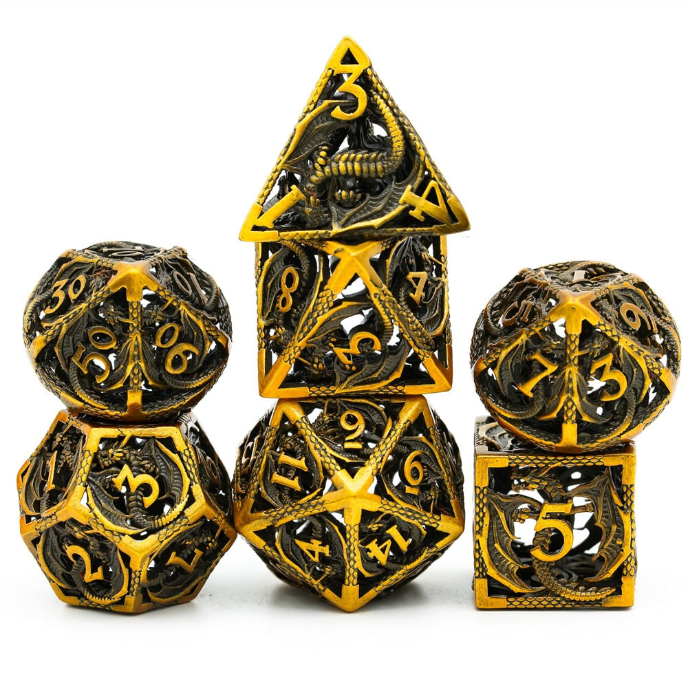 7 Pure Copper Dice Hollow polyhedral Suitable for Dungeons and Dragon RPG