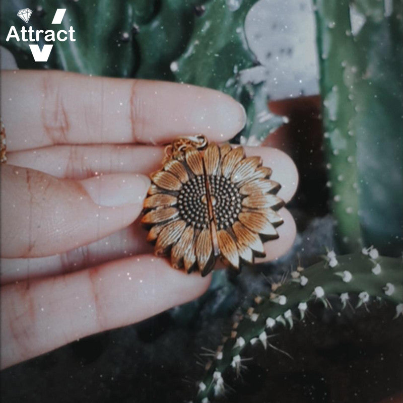 Open Locket Sunflower Pendant Necklace