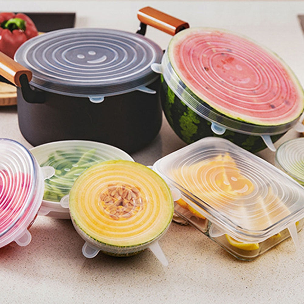 6PCS Adaptable Lid Silicone Cover Food Caps