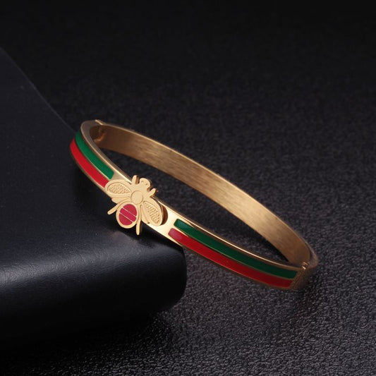 Gold Plated Bee Wedding Party Cuff Bangles Steel Charm Bangles For Men Women Jewelry