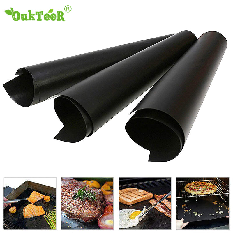 3pcs Reusable Non-Stick BBQ Grill Mat Pad Baking Sheet Portable Outdoor Picnic Cooking Barbecue Oven Tool Hot selling