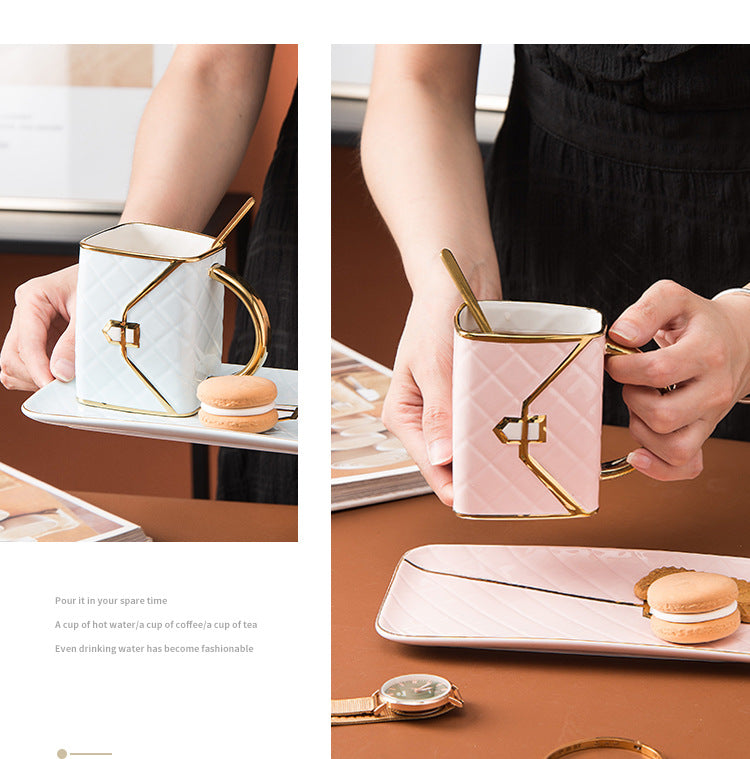 creative bag shape snack ceramic saucer business gift