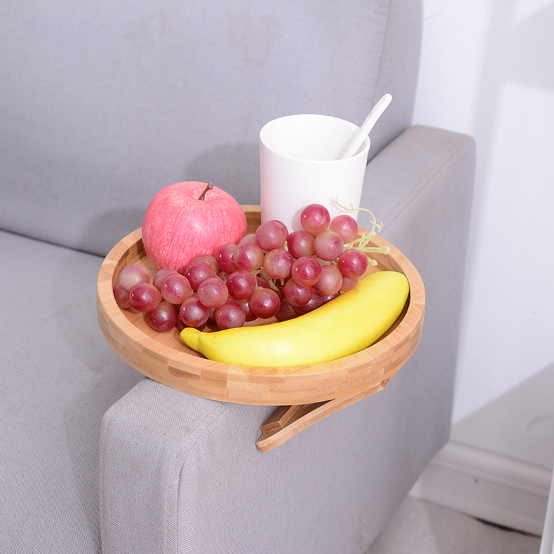 Sofa Tray Table Sofa Armrest Clip-On Tray Natural Bamboo -Sofa Tray Practical TV Snack Tray For Remote Control Coffee Snacks